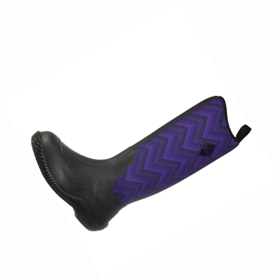 Women's Muck Hale Rubber Boots Black Purple | VRWDMT-961