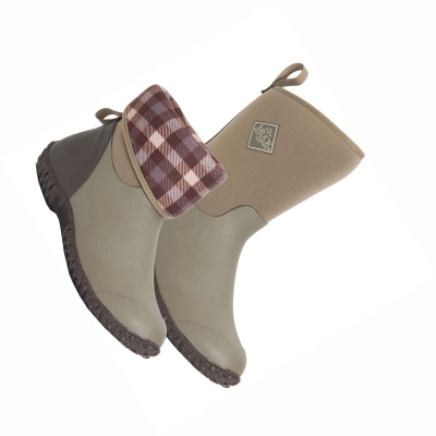 Women's Muck Muckster Rubber Boots Brown Plaid | BMLENS-364