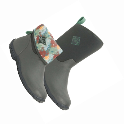 Women's Muck Muckster Rubber Boots Gray Floral | MQHSXG-519